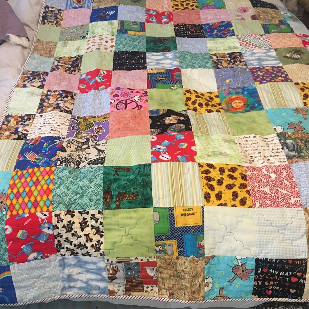 NEW Quilt Blanket disney nursery rhymes mickey mouse handmade  42" x 53" Vintage